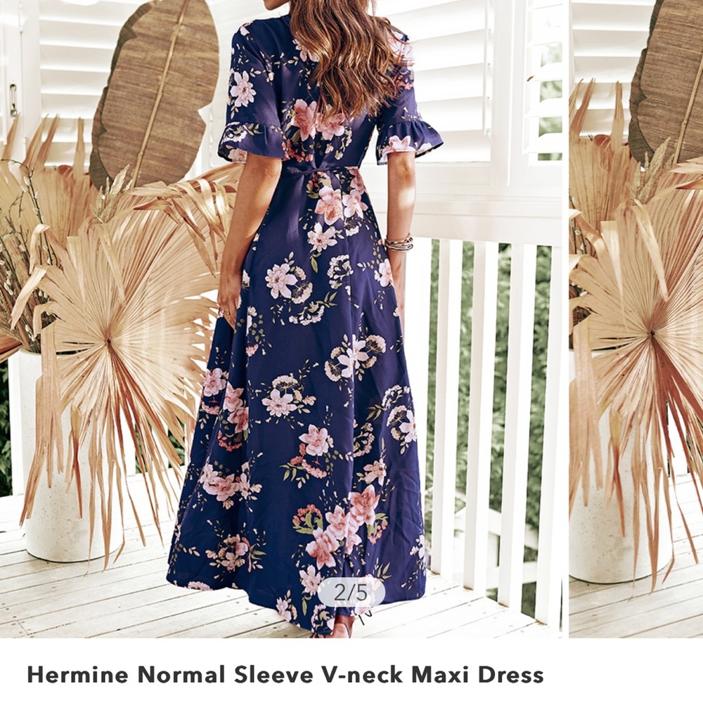 CUPSHE Hermine Normal Sleeve V-neck Maxi Dress - Picture 2 of 4
